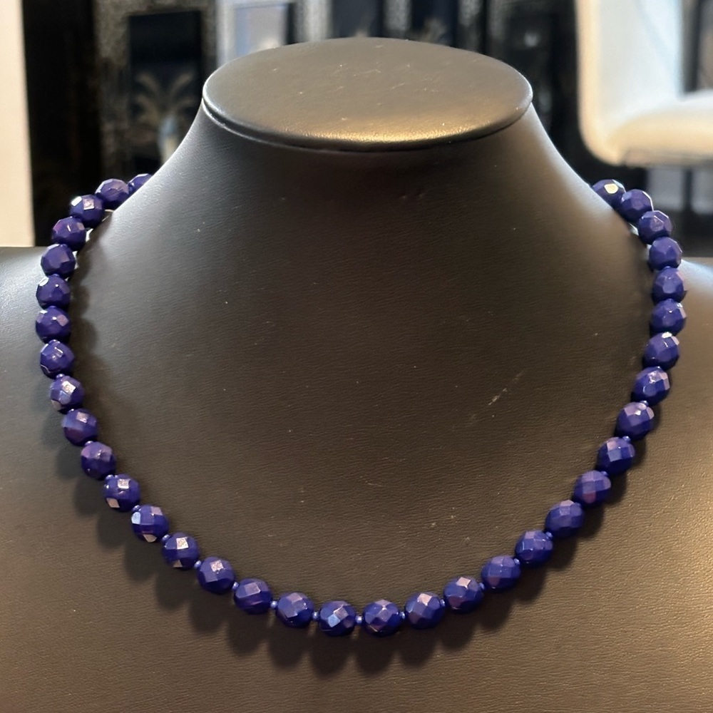 Vintage blue glass necklace
